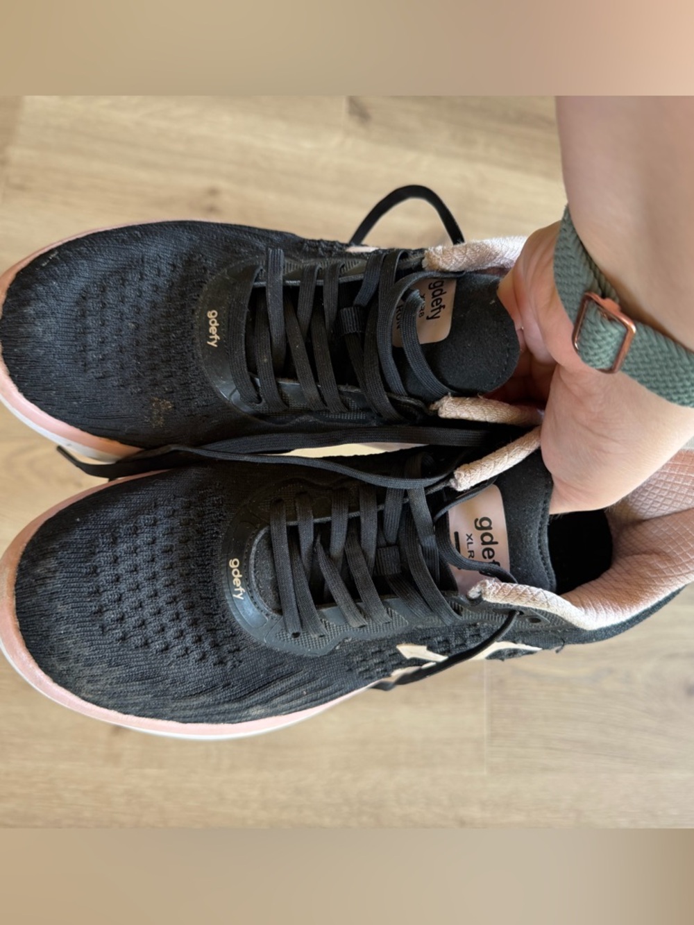 Women's Black and Pink Running Sneakers - Picture 8 of 11